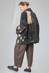 below the hip kimono style jacket hand-crafted in a linen, wool, silk and cotton patchwork - CHRISTINE MOREAU 