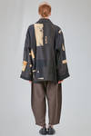 below the hip kimono style jacket hand-crafted in a linen, wool, silk and cotton patchwork - CHRISTINE MOREAU 