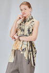 long and soft gilet in screen-printed cotton muslin - CHRISTINE MOREAU 