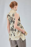 long and soft gilet in screen-printed cotton muslin - CHRISTINE MOREAU 