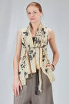 long and soft gilet in screen-printed cotton muslin - CHRISTINE MOREAU 
