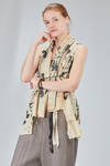 long and soft gilet in screen-printed cotton muslin - CHRISTINE MOREAU 