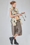 long and soft gilet in screen-printed cotton muslin - CHRISTINE MOREAU 