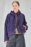 blouson al fianco, ampio, in denim di cotone sovratinto e 'macchiato' - KIMONORAIN 