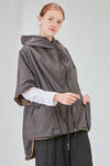 long and wide blouson in polyamide and polyurethane canvas and polyester canvas - KIMONORAIN 