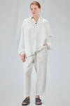 long and wide shirt in flamed and washed linen canvas - CINI 