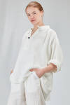 long and wide shirt in flamed and washed linen canvas - CINI 