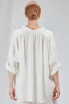 long and wide shirt in flamed and washed linen canvas - CINI 
