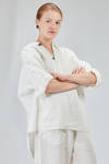 long and wide shirt in flamed and washed linen canvas - CINI 