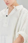 long and wide shirt in flamed and washed linen canvas - CINI 