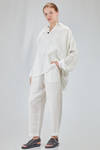 long and wide shirt in flamed and washed linen canvas - CINI 