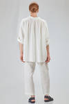 long and wide shirt in flamed and washed linen canvas - CINI 