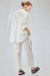 long and wide shirt in flamed and washed linen canvas - CINI 
