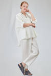 long and wide shirt in flamed and washed linen canvas - CINI 