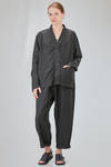 long and wide jacket in flamed linen canvas - CINI 