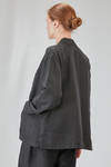 long and wide jacket in flamed linen canvas - CINI 