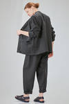 long and wide jacket in flamed linen canvas - CINI 