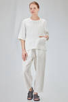 long and wide shirt in flamed and washed linen canvas - CINI 