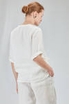 long and wide shirt in flamed and washed linen canvas - CINI 