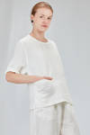 long and wide shirt in flamed and washed linen canvas - CINI 