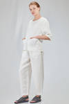 long and wide shirt in flamed and washed linen canvas - CINI 