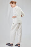 long and wide shirt in flamed and washed linen canvas - CINI 