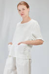 long and wide shirt in flamed and washed linen canvas - CINI 