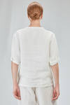 long and wide shirt in flamed and washed linen canvas - CINI 