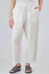 pantalone ampio in tela fiammata e lavata di lino - CINI 