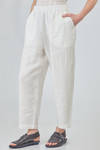 pantalone ampio in tela fiammata e lavata di lino - CINI 