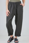wide trousers in flamed and washed linen canvas - CINI 