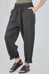wide trousers in flamed and washed linen canvas - CINI 