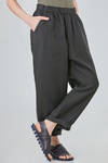 wide trousers in flamed and washed linen canvas - CINI 