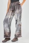 cargo-style trousers in printed silk and elastane twill - AVANT TOI 