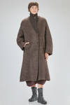 cappotto lungo e over, in maglia lavorata a pelliccia pettinata di lana, mohair, nylon, yak ed elastan - BOBOUTIC 