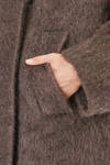 cappotto lungo e over, in maglia lavorata a pelliccia pettinata di lana, mohair, nylon, yak ed elastan - BOBOUTIC 