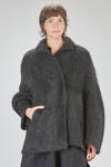 caban lungo e over, in maglia lavorata a pelliccia pettinata di lana, mohair, nylon, yak ed elastan - BOBOUTIC 