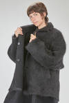 caban lungo e over, in maglia lavorata a pelliccia pettinata di lana, mohair, nylon, yak ed elastan - BOBOUTIC 