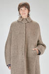 cappotto sotto al ginocchio, ampio, in maglia double di lana, poliestere, yak, mohair ed elastan, reversibile - BOBOUTIC 