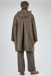 knee length coat, oversize, in heavy melange new wool felt - CINI 
