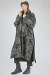cappotto lungo e ampio in spinato con macchie devoré di lana vergine, alpaca, mohair, poliammide, lana e fettuccia in cotone - FORME D' EXPRESSION 