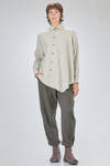 camicia lunga, ampia e asimmetrica, in seersucker lavato e goffrato di cotone ed elastan - FORME D' EXPRESSION 