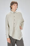 camicia lunga, ampia e asimmetrica, in seersucker lavato e goffrato di cotone ed elastan - FORME D' EXPRESSION 