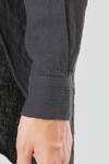long, wide and asymmetric shirt, in washed and embossed cotton and elastane seersucker - FORME D' EXPRESSION 