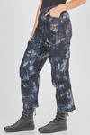pantalone 5 tasche in denim brillante di cotone e poliestere con stampa paisley - FORME D' EXPRESSION 