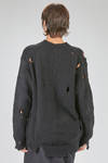 long and wide sweater in wool and polyester openwork knit with a laddered effect - JUNYA WATANABE 