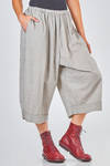 short and wide trousers in washed wool and polyamide crêpe - MANUELLE GUIBAL 