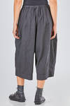 short and wide trousers in washed wool and polyamide crêpe - MANUELLE GUIBAL 