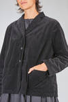 hip-length jacket, wide, in washed cotton vertical wale corduroy - MANUELLE GUIBAL 