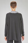 long and wide sweater in plain wool stitch - MANUELLE GUIBAL 